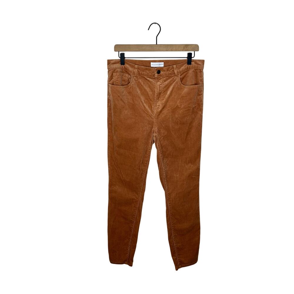 LOFT High Rise Skinny Leg Stretch Corduroy Pants Copper Brown Size 33